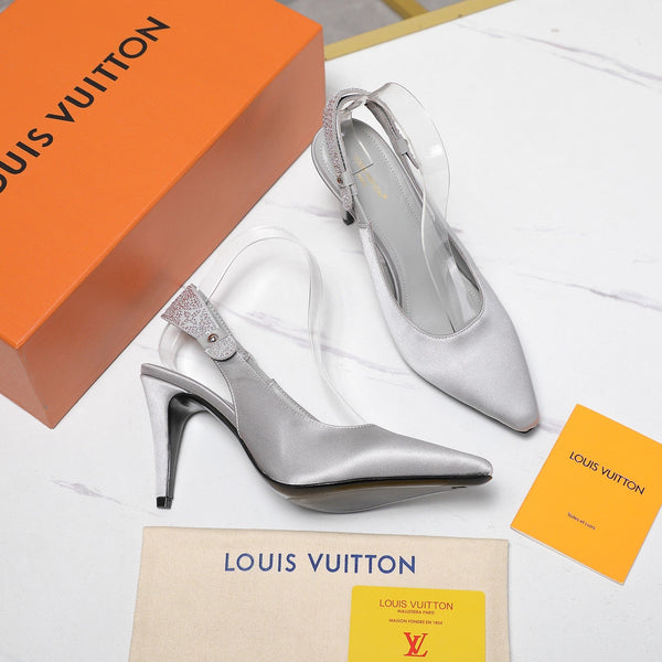LV 26ss Legacy Slingback Pumps 95 Silver in Cowhide 600644