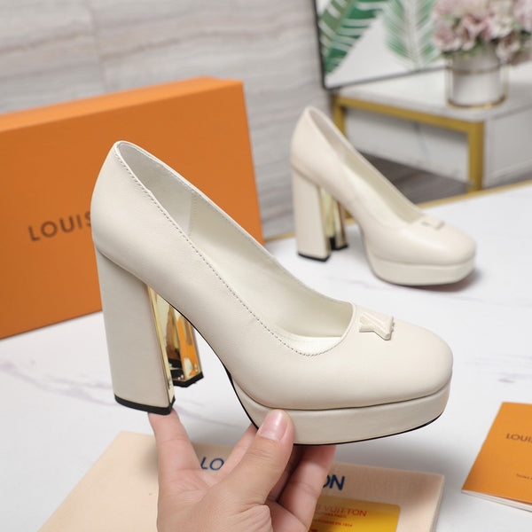 LV 26ss Chunky Heel Platform Sandals 11cm White in Cowhide 600733
