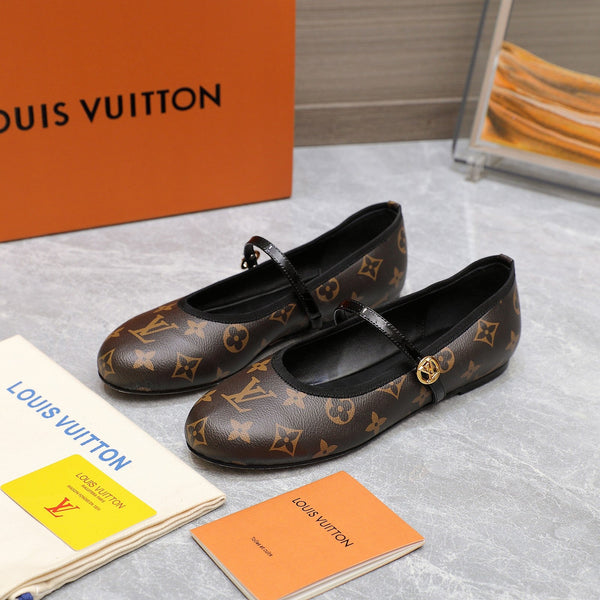 LV 25C Romy Flat Caramel Brown Monogram Sheepskin 600771