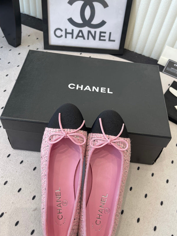 CC 25SS Classic Ballet Flat Pink Tweed Cowhide 611690