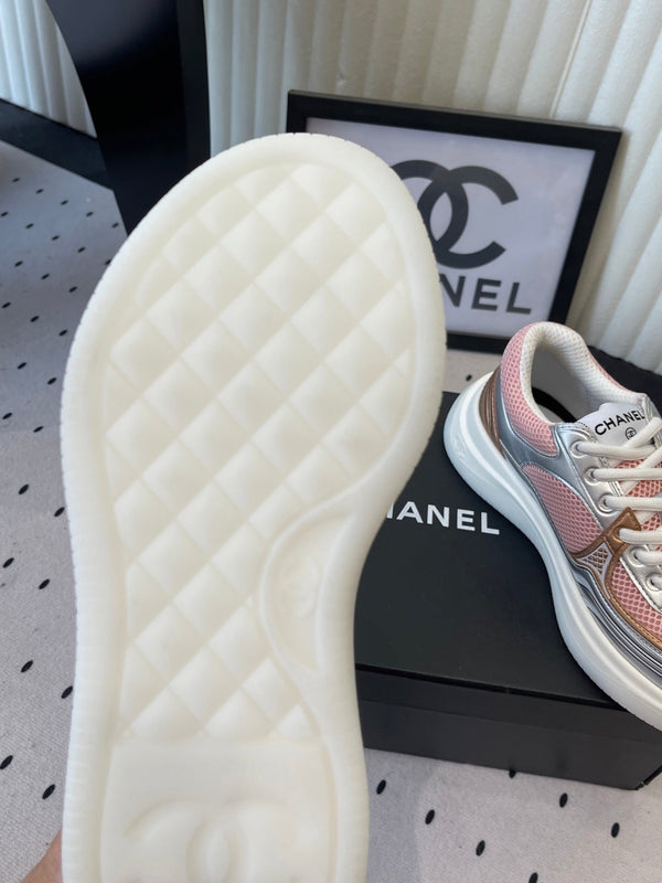 CC Sneaker Pink Silver Metallic in Cowhide 611668