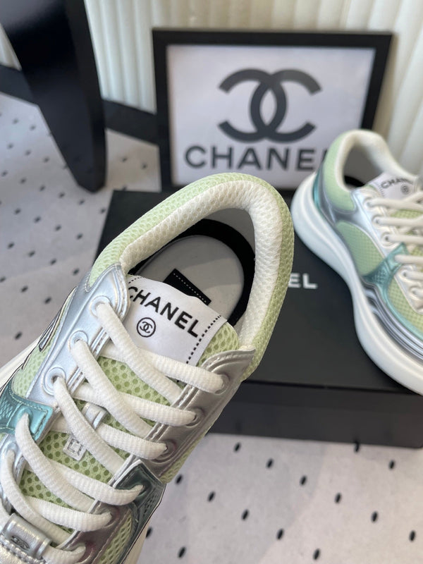 CC Sneaker Green Silver Metallic in Cowhide 611666