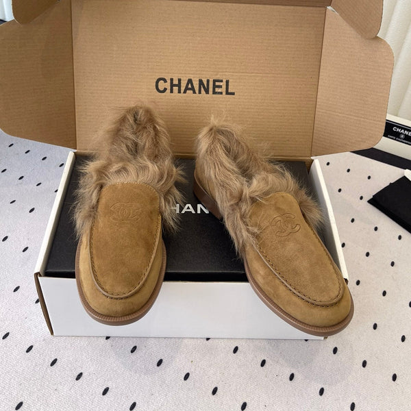 CC 26 Furry Loafer Brown Suede Kidskin and Shearling Lambskin 611596