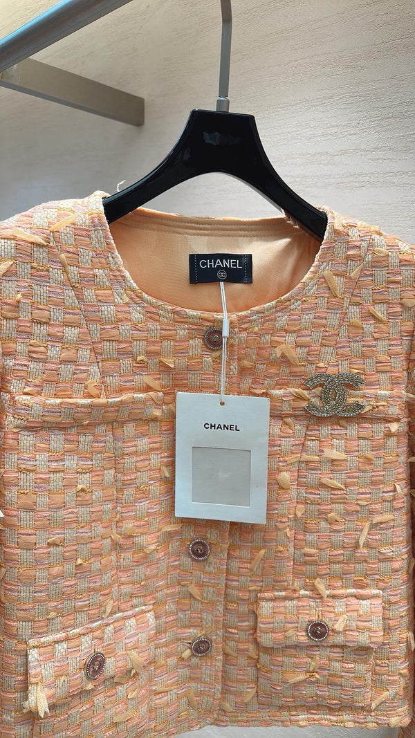 CHANEL SWEET GIRL JACKET ORANGE TWEED