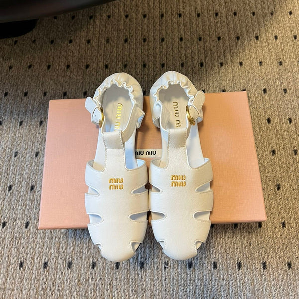 Miu Miu 26 Roman Sandals White in Cowhide 614719