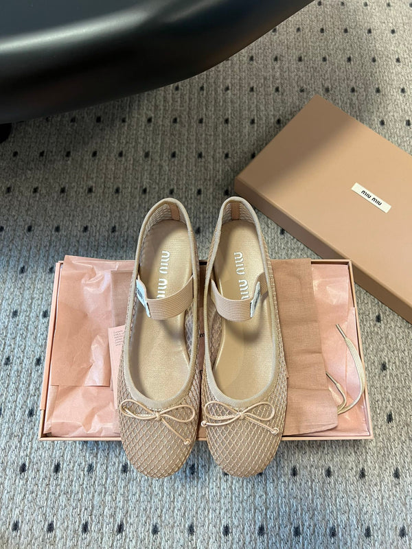 Miu Miu 26SS Ballet Flats Beige in Mesh 614701