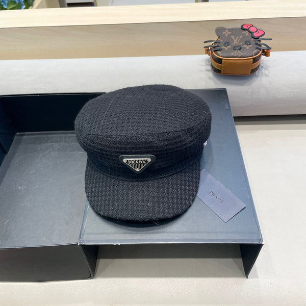Prada Elegant Hat Black Knitted Woolen Fabric 125659