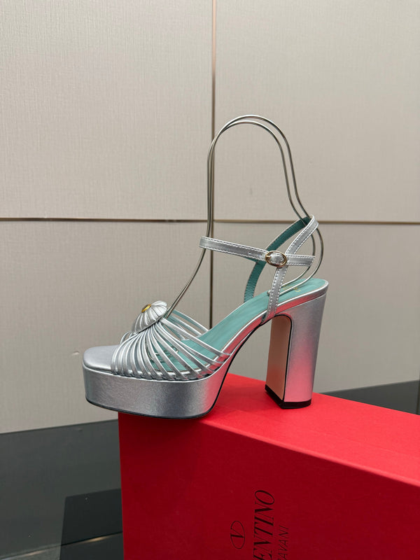VALENTINO Classic Sandals Silver in Sheepskin 629543