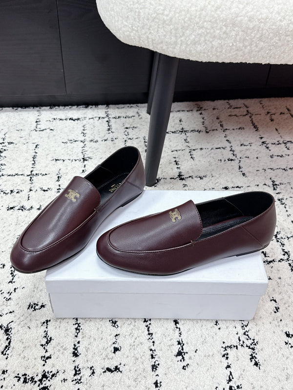 Celine 26 Aura Triomphe Loafer Burgundy in Lambskin 631124