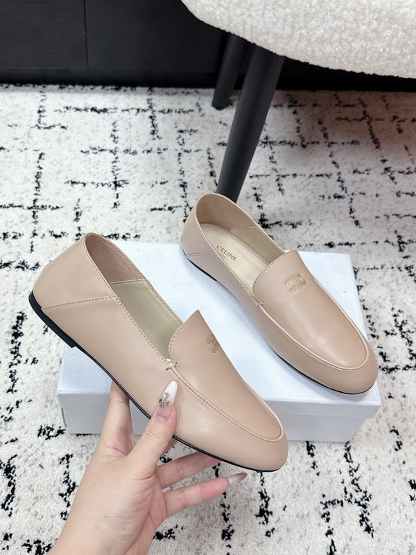 Celine 26 Aura Triomphe Loafer Light Beige in Lambskin 631125