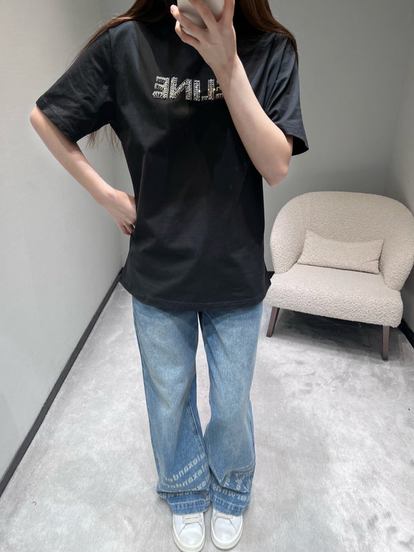 Celine 26SS Short-Sleeve T-Shirt Black in Cotton 811666