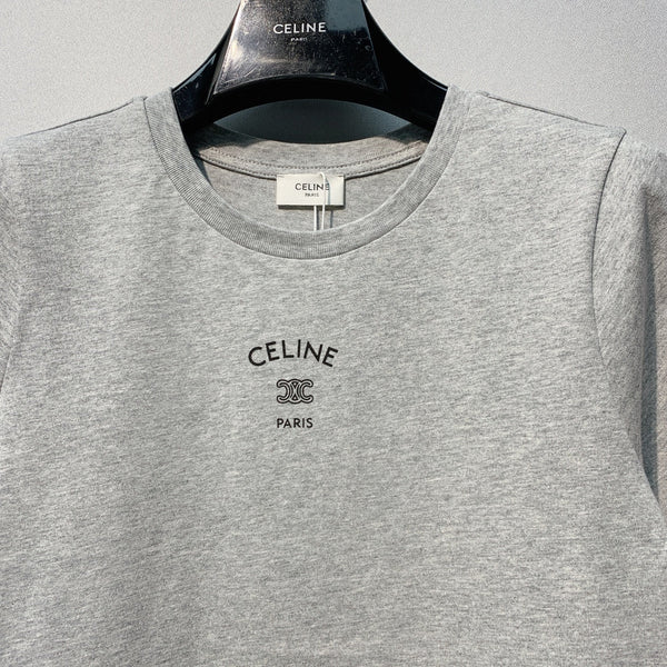 Celine 26SS  Gray Short-Sleeve T-Shirt in Cotton 101584