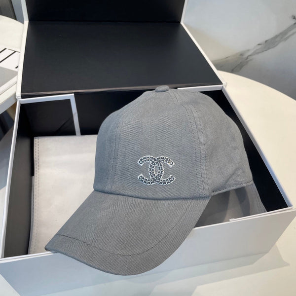 Chanel Washed Denim Baseball Cap Grey in Cotton 192166