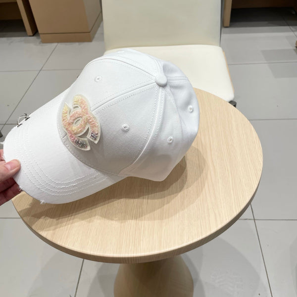 Chanel Baseball Cap with Chain White in Cloth 192198