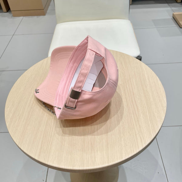 Chanel Baseball Cap with Chain Pink in Cloth 192197