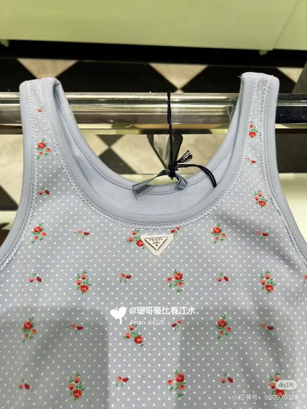 Prada 26 Summer Vest Blue in Cotton 160385