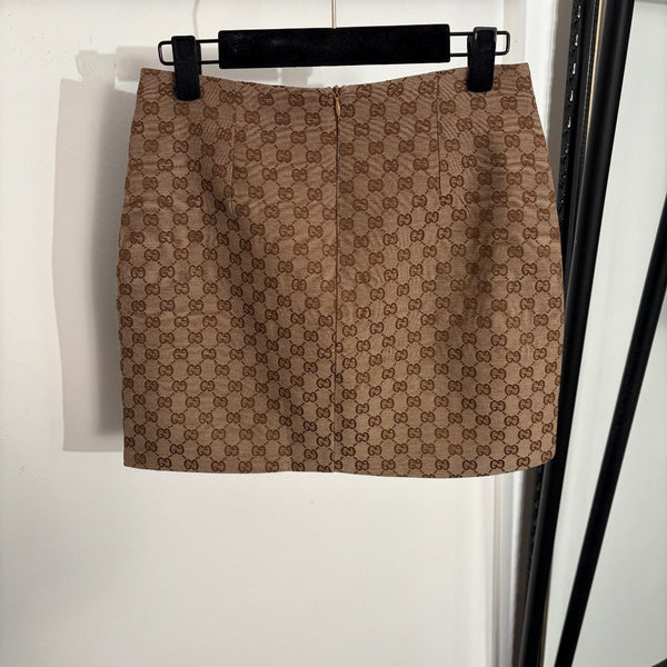 GG Bodycon A-line Mini Skirt Brown in Cotton 135285