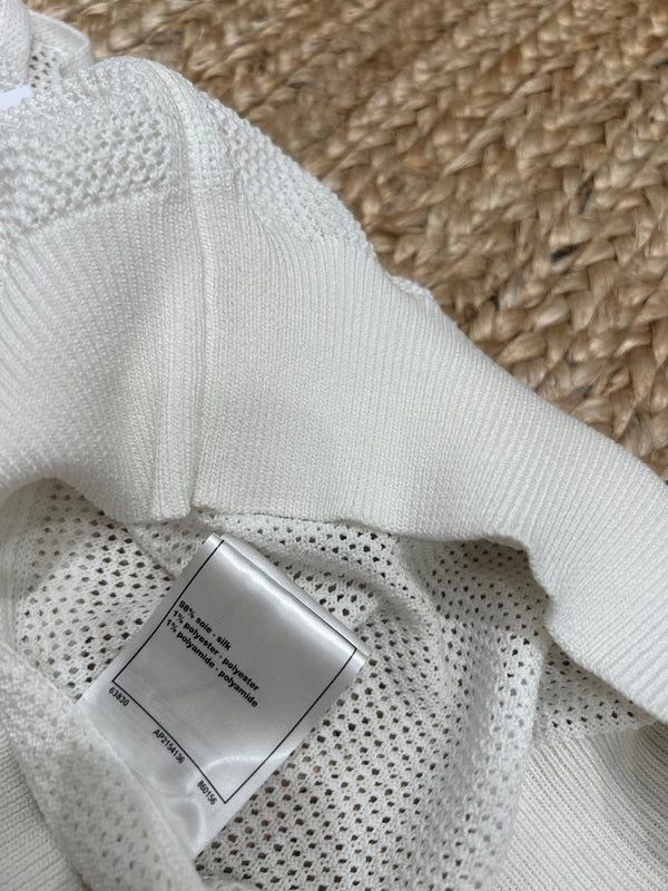 Chanel-inspired Knit Vest White in Mesh 161797