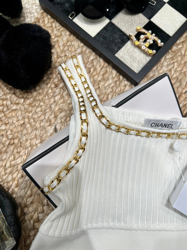 Chanel 26SS  Knitted Camisole Cream in Tencel 161791
