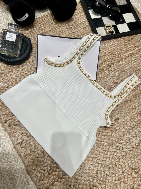 Chanel 26SS  Knitted Camisole Cream in Tencel 161791