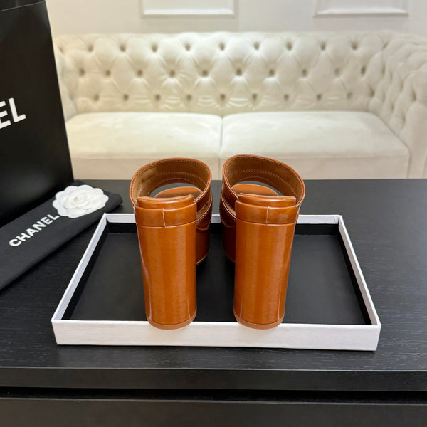 Chanel 2026 Runway Platform High-Heeled 12.5cm Sandals Orange in Cowhide 673063