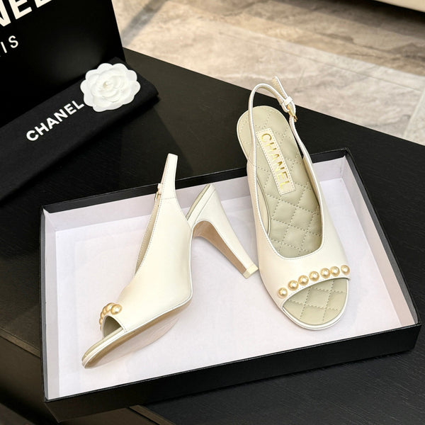 Chanel 26A Slingback White in Lambskin 672994
