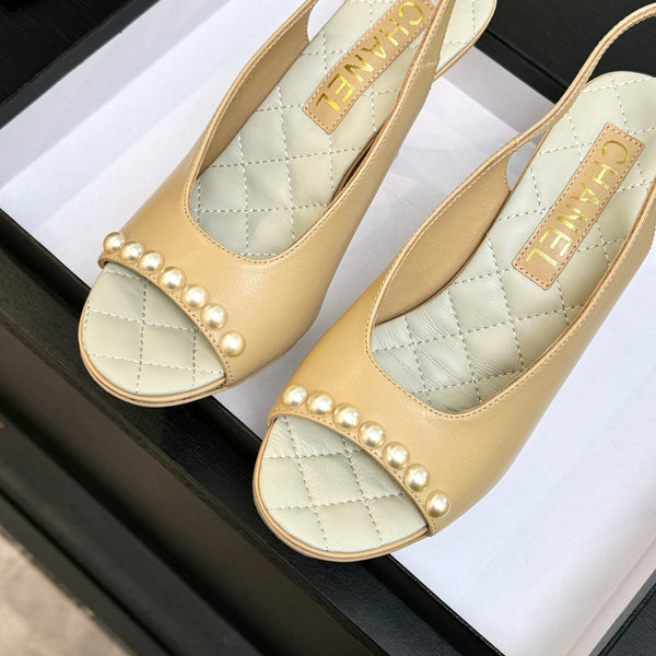 Chanel 26A Slingback Beige in Lambskin 672993