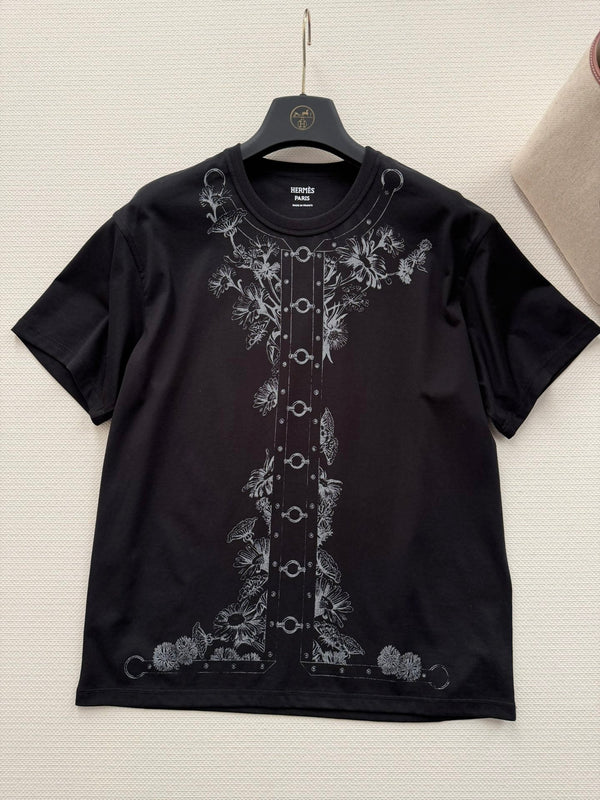 Hermes 26  Short-sleeved Printed T-shirt Black in Cotton 888724