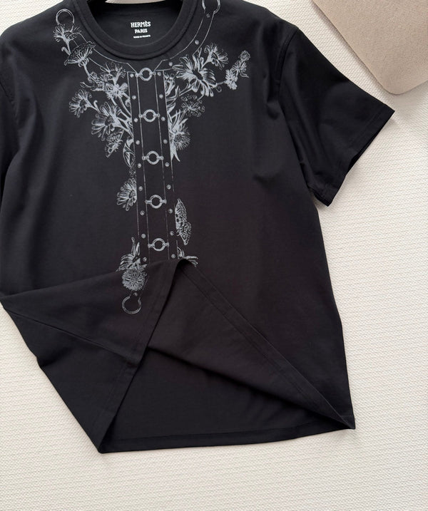 Hermes 26  Short-sleeved Printed T-shirt Black in Cotton 888724