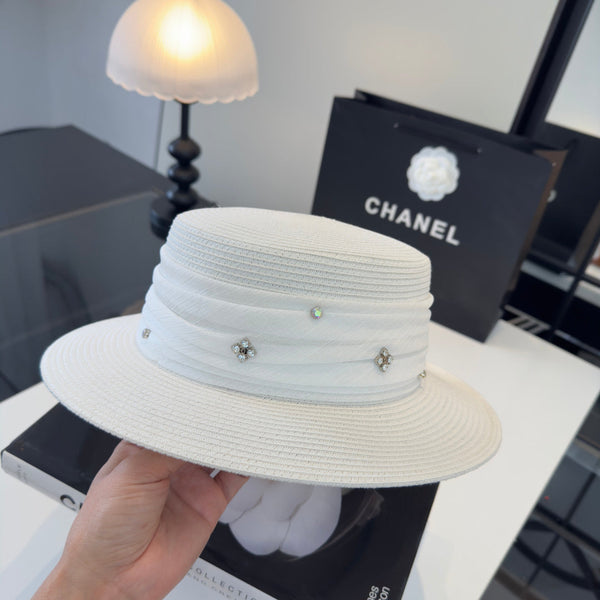 Chanel Wide Brim Hat White in Mesh 197604
