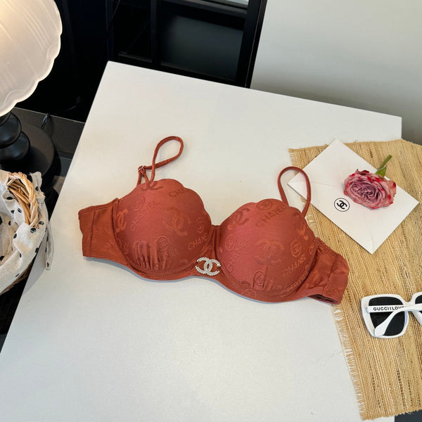 Chanel  Two-piece Bikini Swimsuit with Underwire Earthy Orange in Cotton 195161