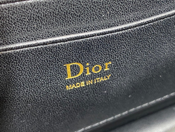 Dior 26 Bow Pearl Chain Clutch In Black Glossy Lambskin GHW