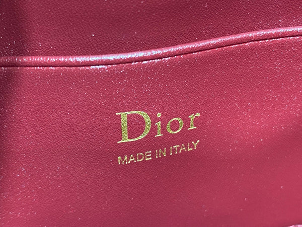 Dior 26 Bow Pearl Chain Clutch In Burgundy Glossy Lambskin GHW