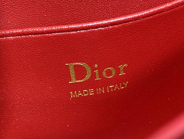 Dior 26 Bow Pearl Chain Clutch In Red Glossy Lambskin GHW