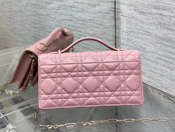 Dior 26 Bow Pearl Chain Clutch Powder Pink Lambskin GHW