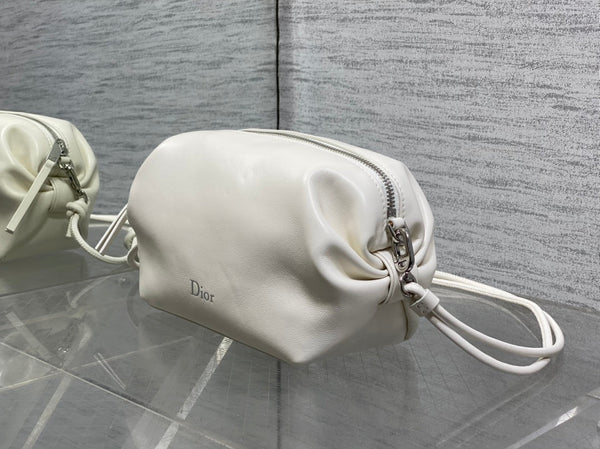 Dior 26 Bow Pouch 20cm in White Lambskin