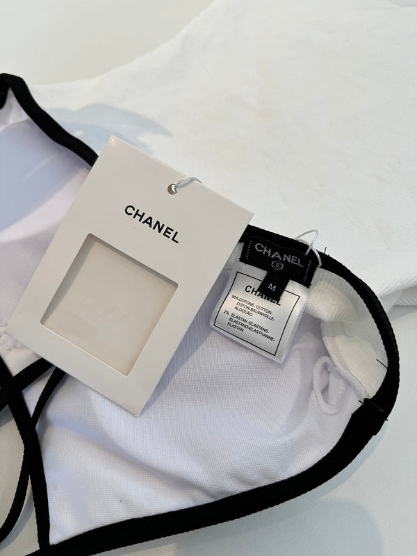Chanel One-piece Swimsuit White in Cotton 201807