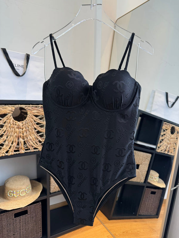 Chanel One-piece Swimsuit Black in Cotton 201803