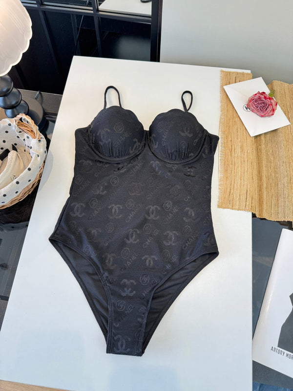 Chanel One-piece Swimsuit Black in Cotton 201803