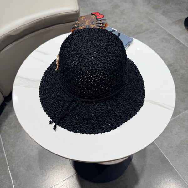 Chanel Fisherman's Hat Black in Straw 201673