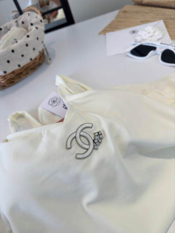 Chanel One-Piece Swimsuit White in Cotton polyester 204693