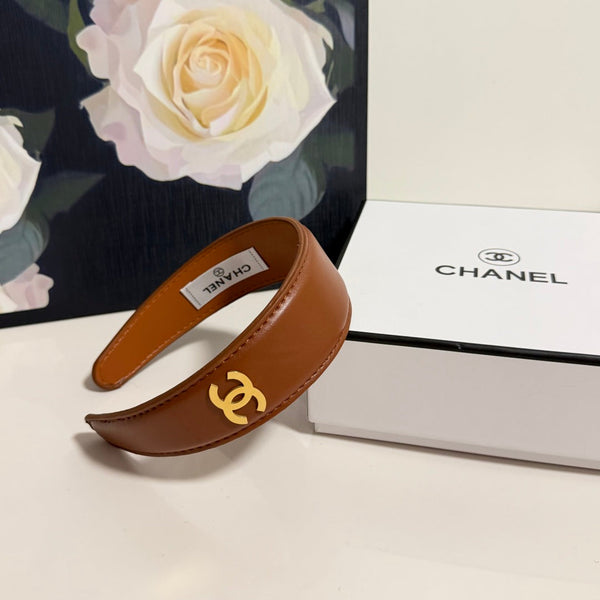 Chanel Headband Brown in Microfiber Leather 201919