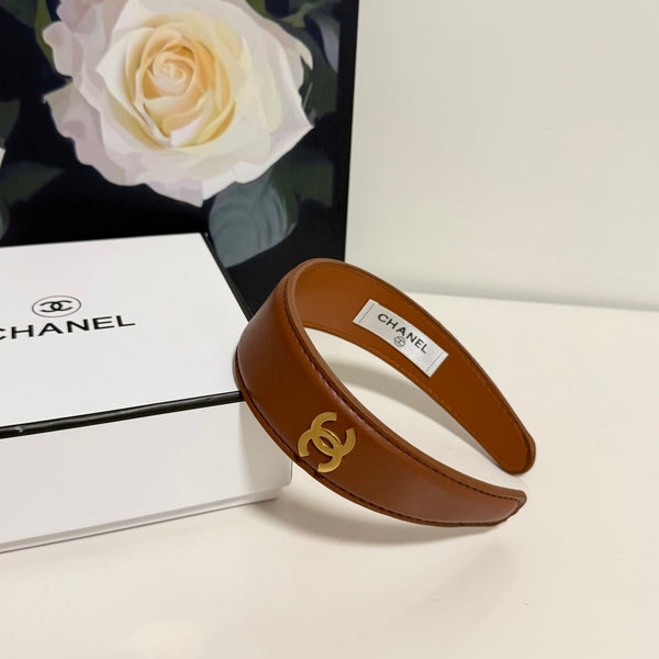 Chanel Headband Brown in Microfiber Leather 201919