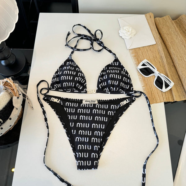Miumiu Two-piece Bikini Swimsuit Black in Cotton polyester 204646