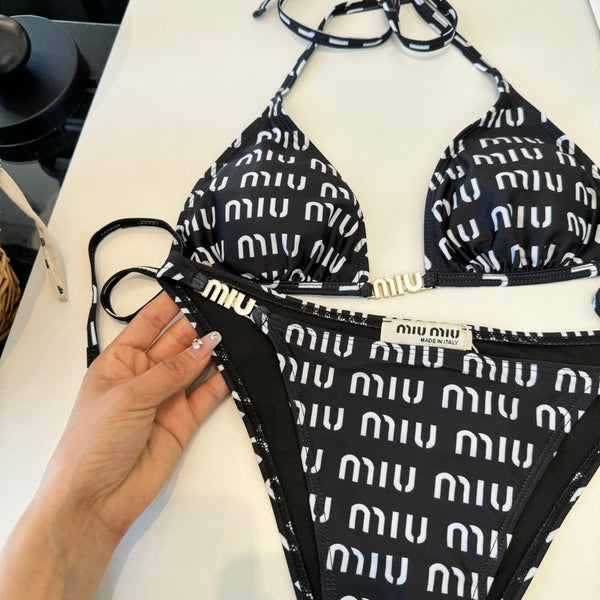 Miumiu Two-piece Bikini Swimsuit Black in Cotton polyester 204646
