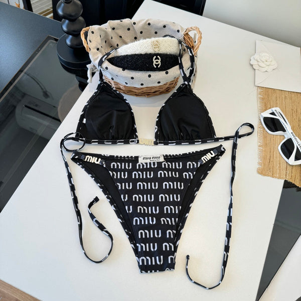 Miumiu Two-piece Bikini Swimsuit Black in Cotton polyester 204646