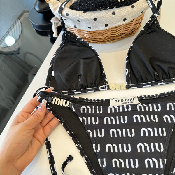 Miumiu Two-piece Bikini Swimsuit Black in Cotton polyester 204646