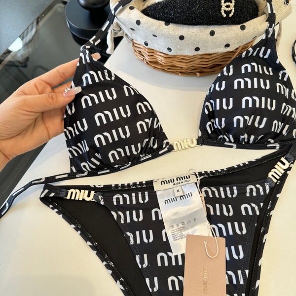 Miumiu Two-piece Bikini Swimsuit Black in Cotton polyester 204646