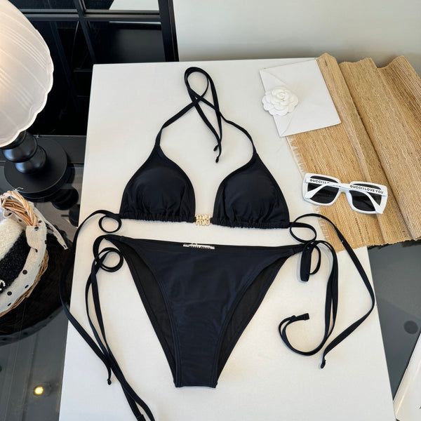Miumiu Two-piece Bikini Swimsuit Black in Cotton polyester 204642