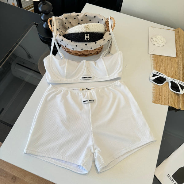 Miumiu Two-piece Bikini Swimsuit White in Cotton polyester 204639